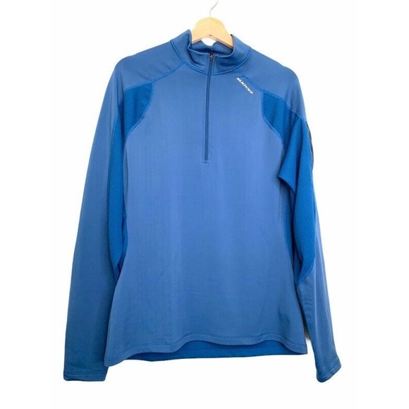 Sugoi Women Activewear Pullover Cycling Jacket Blue 1/4 Zip Mock Neck Stretch L - Picture 1 of 12